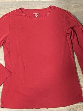 Ellen Tracy Long-Sleeve Crewneck Top - Red